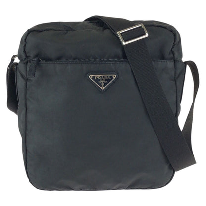 Prada Tessuto Black Silver Nylon Shoulder Bag