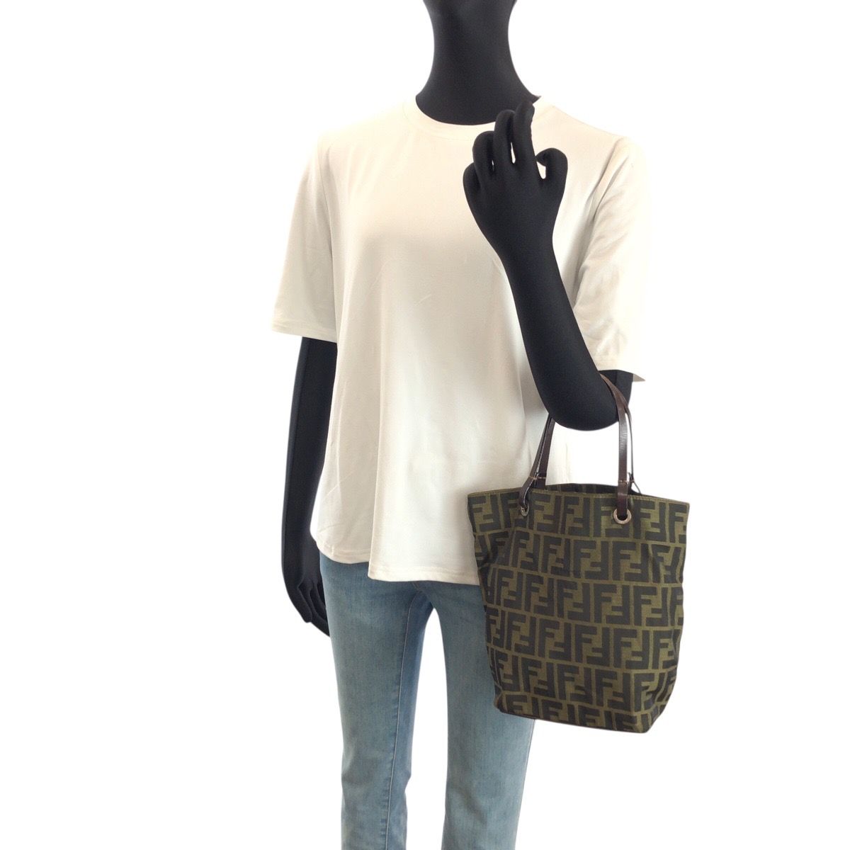 Fendi Zucca Brown Dark Nylon Leather Tote — view 6