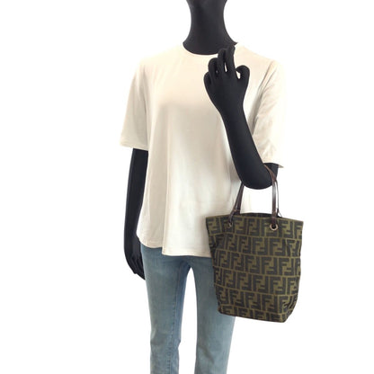 Fendi Zucca Brown Dark Nylon Leather Tote — view 6