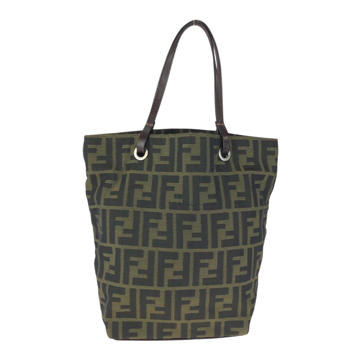 Fendi Zucca Brown Dark Nylon Leather Tote