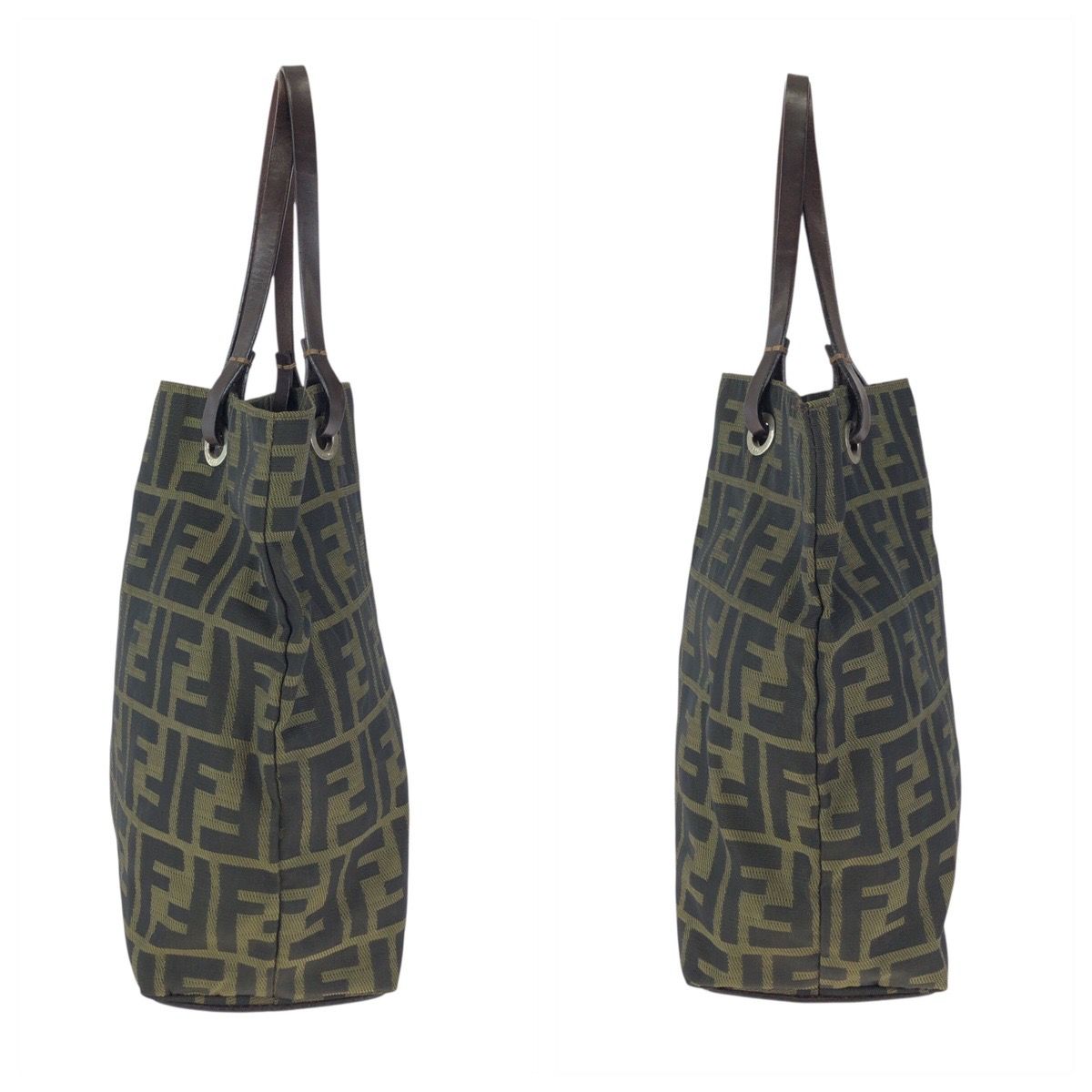 Fendi Zucca Brown Dark Nylon Leather Tote — view 7
