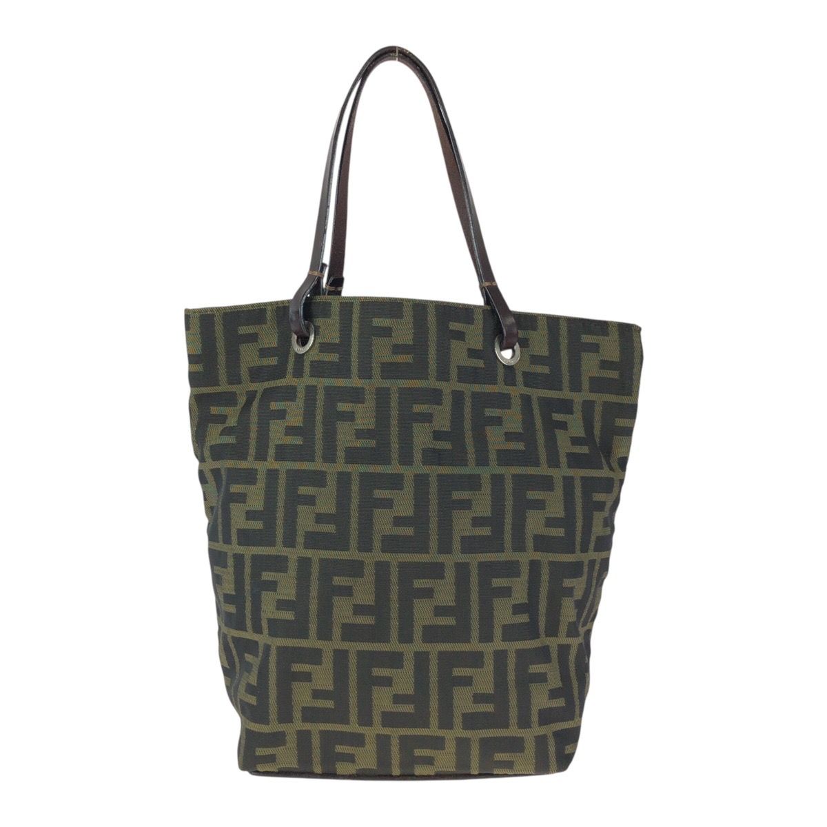 Fendi Zucca Brown Dark Nylon Leather Tote — view 2
