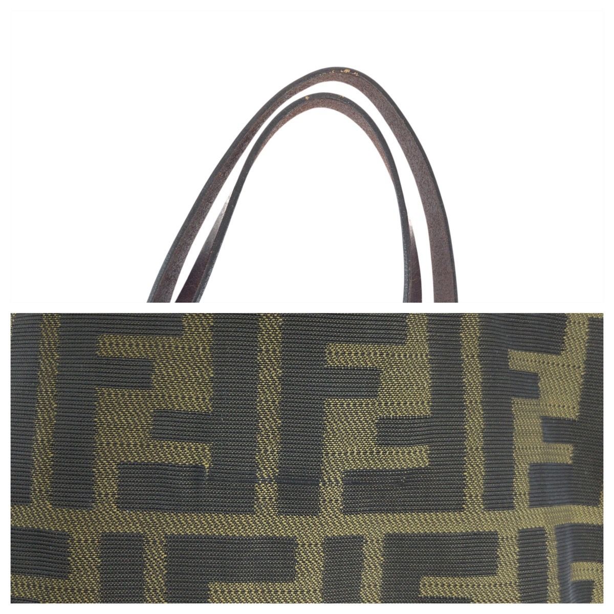 Fendi Zucca Brown Dark Nylon Leather Tote — view 5
