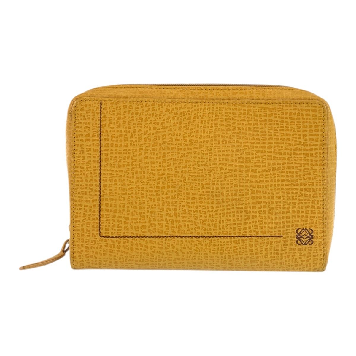 Loewe Anagram Yellow Leather Pouch Makeup