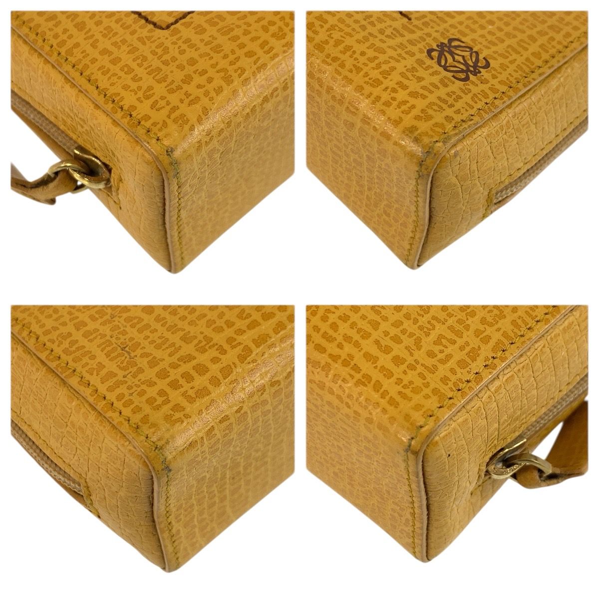 Loewe Anagram Yellow Leather Pouch Makeup — view 4