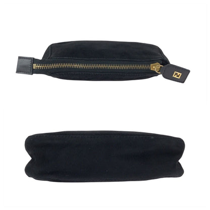 Fendi Vintage Black Gold Nubuck Pouch Makeup Case — view 9