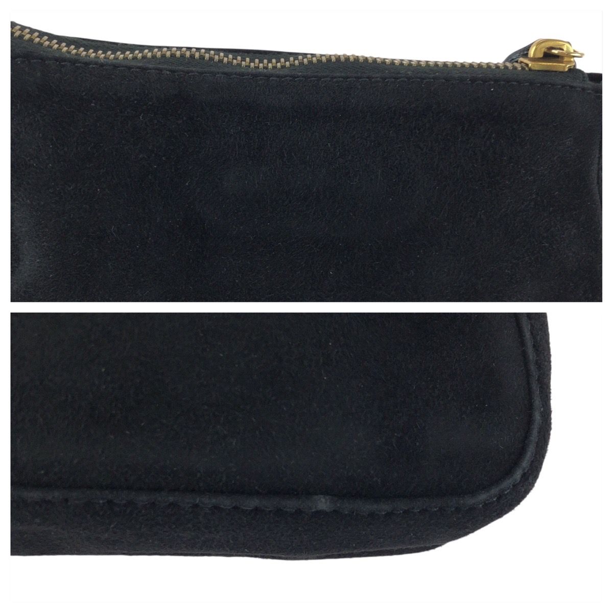 Fendi Vintage Black Gold Nubuck Pouch Makeup Case — view 6