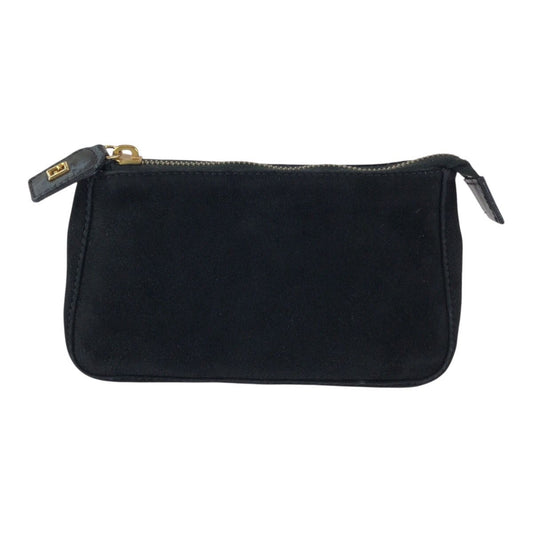 Fendi Vintage Black Gold Nubuck Pouch Makeup Case