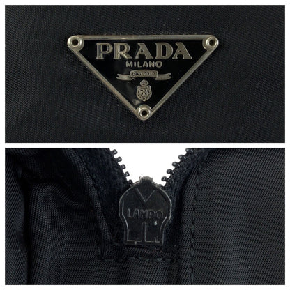 Prada Tessuto Black Silver Nylon Pouch Makeup Case — view 5