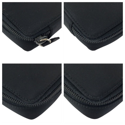 Prada Tessuto Black Silver Nylon Pouch Makeup Case — view 4