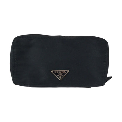 Prada Tessuto Black Silver Nylon Pouch Makeup Case