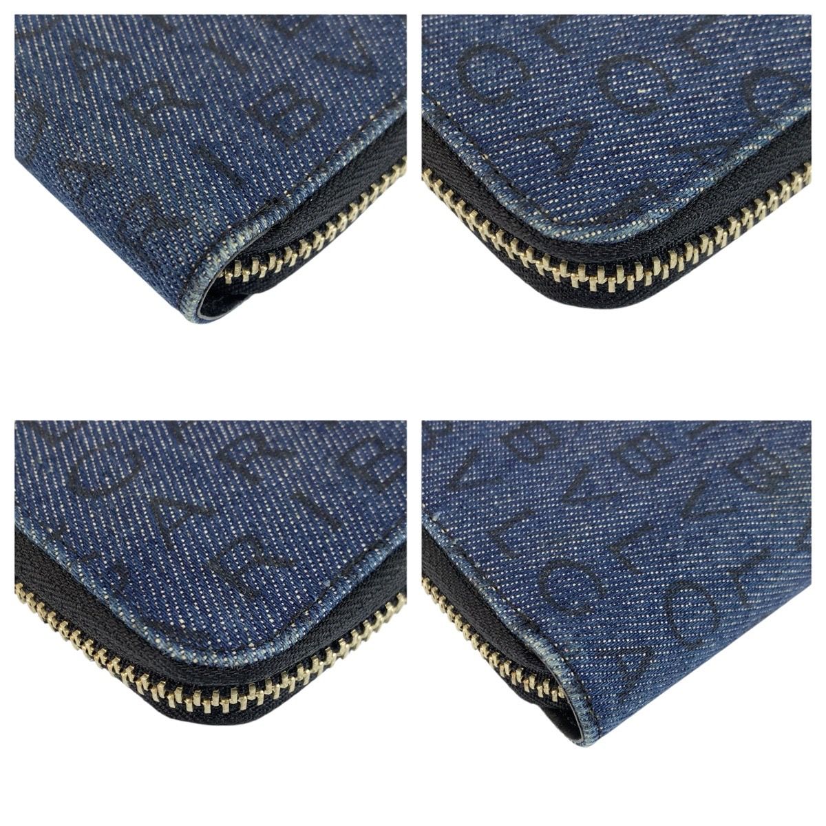 Bvlgari Logo Mania Blue Black Silver Denim Leather Compact Wallet — view 7