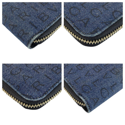 Bvlgari Logo Mania Blue Black Silver Denim Leather Compact Wallet — view 7