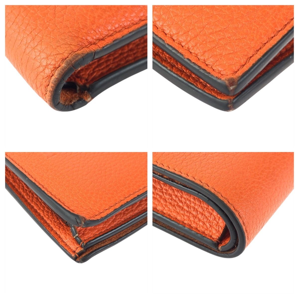 Gucci Orange Leather Fold Wallet Compact — view 3