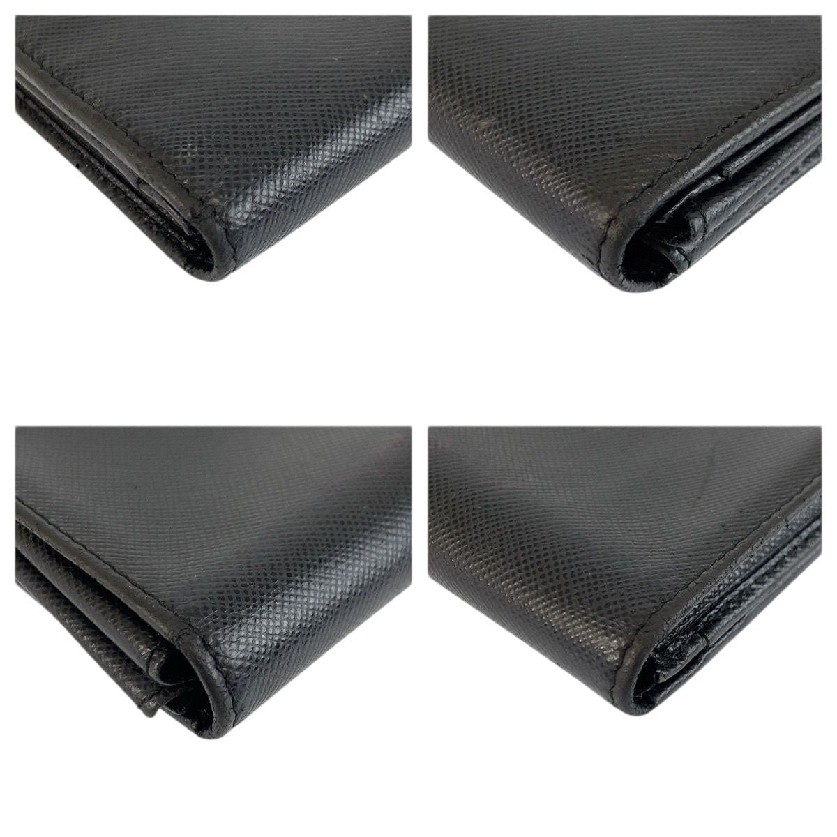 Prada Saffiano Black Silver Leather Card Case Business Holder — view 7