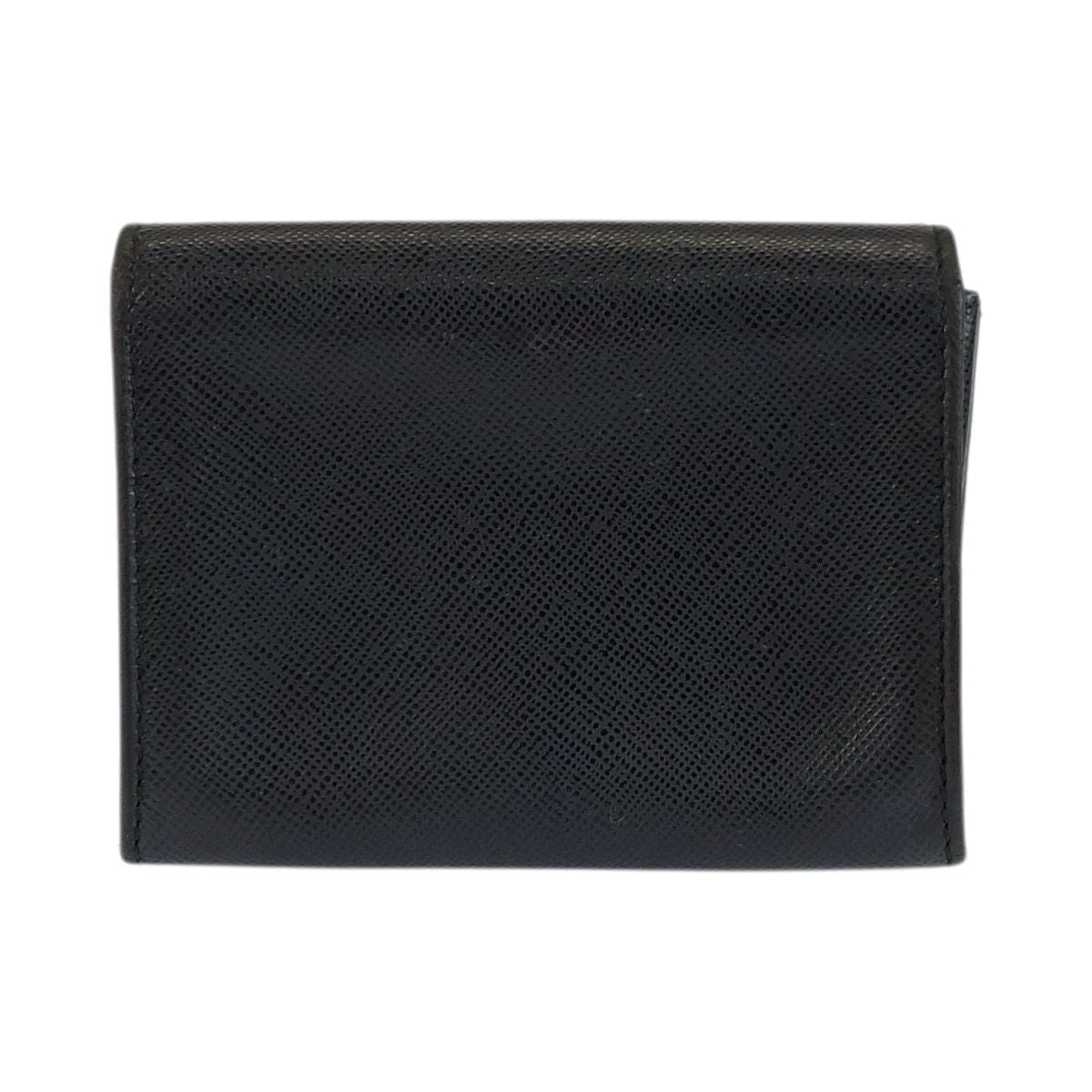 Prada Saffiano Black Silver Leather Card Case Business Holder — view 2