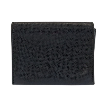 Prada Saffiano Black Silver Leather Card Case Business Holder — view 2