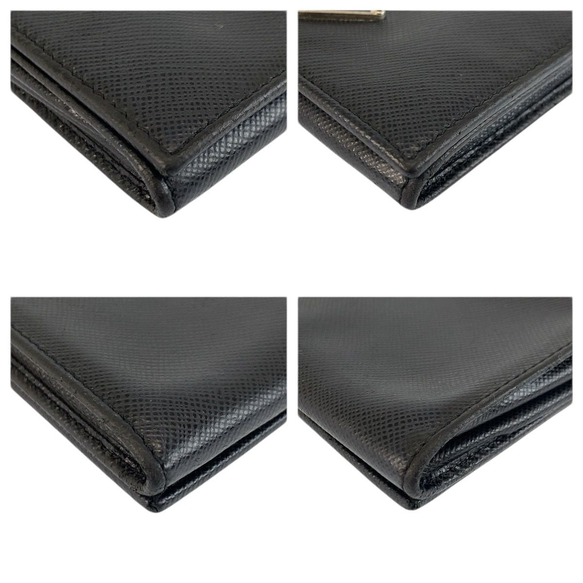 Prada Saffiano Black Silver Leather Card Case Business Holder — view 6