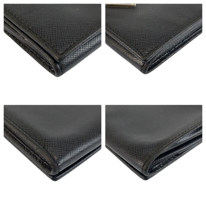 Prada Saffiano Black Silver Leather Card Case Business Holder — view 6