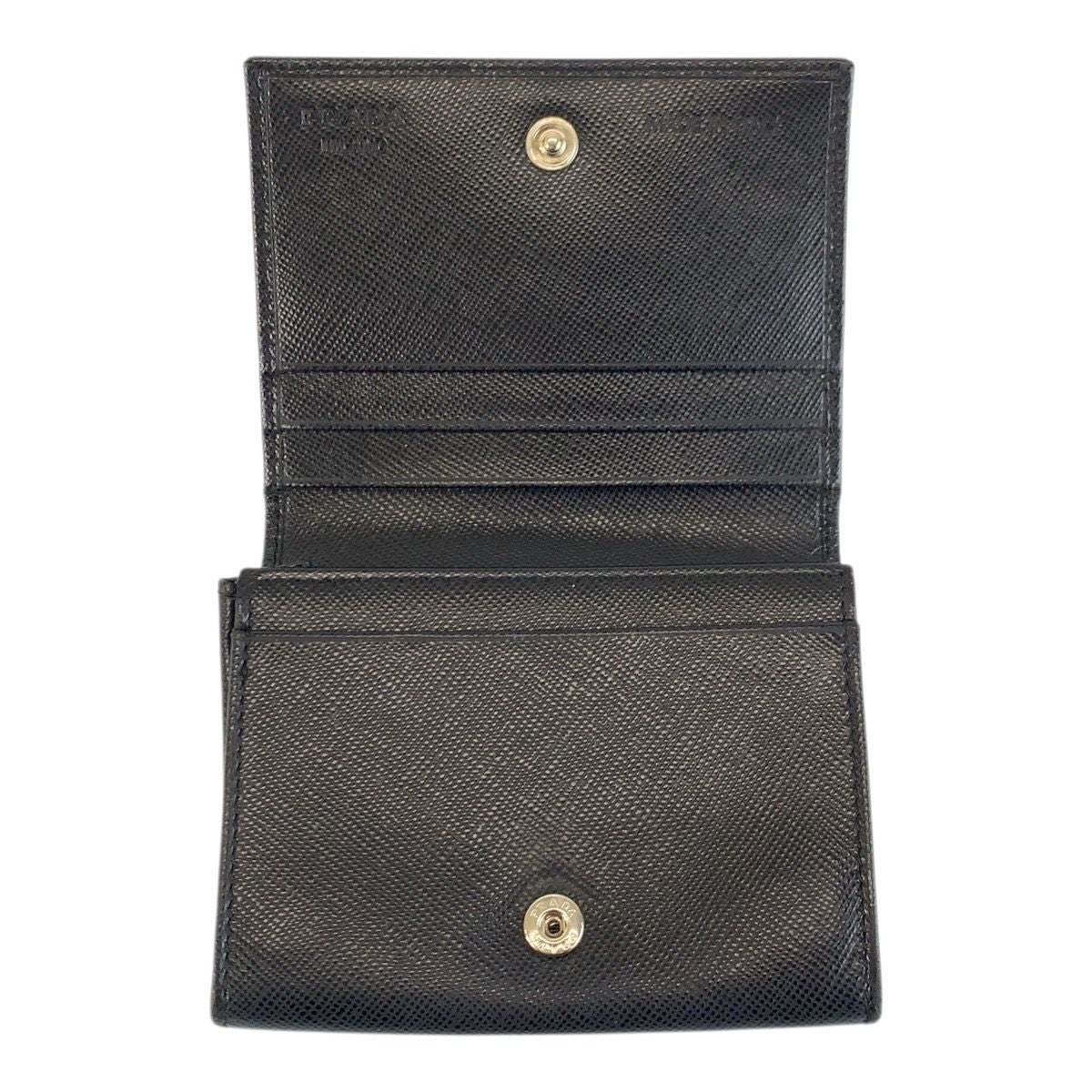Prada Saffiano Black Silver Leather Card Case Business Holder — view 4