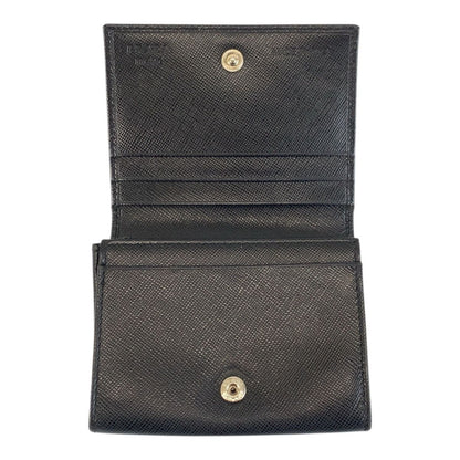 Prada Saffiano Black Silver Leather Card Case Business Holder — view 4
