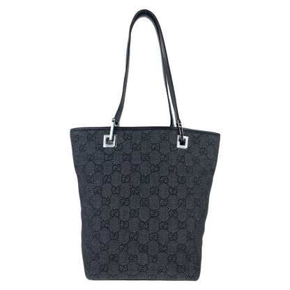 Gucci GG Pattern Black Silver Canvas Tote Shoulder Bag