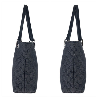 Gucci GG Pattern Black Silver Canvas Tote Shoulder Bag — view 6