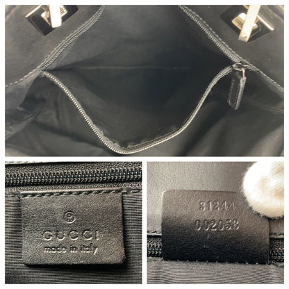 Gucci GG Pattern Black Silver Canvas Tote Shoulder Bag — view 4