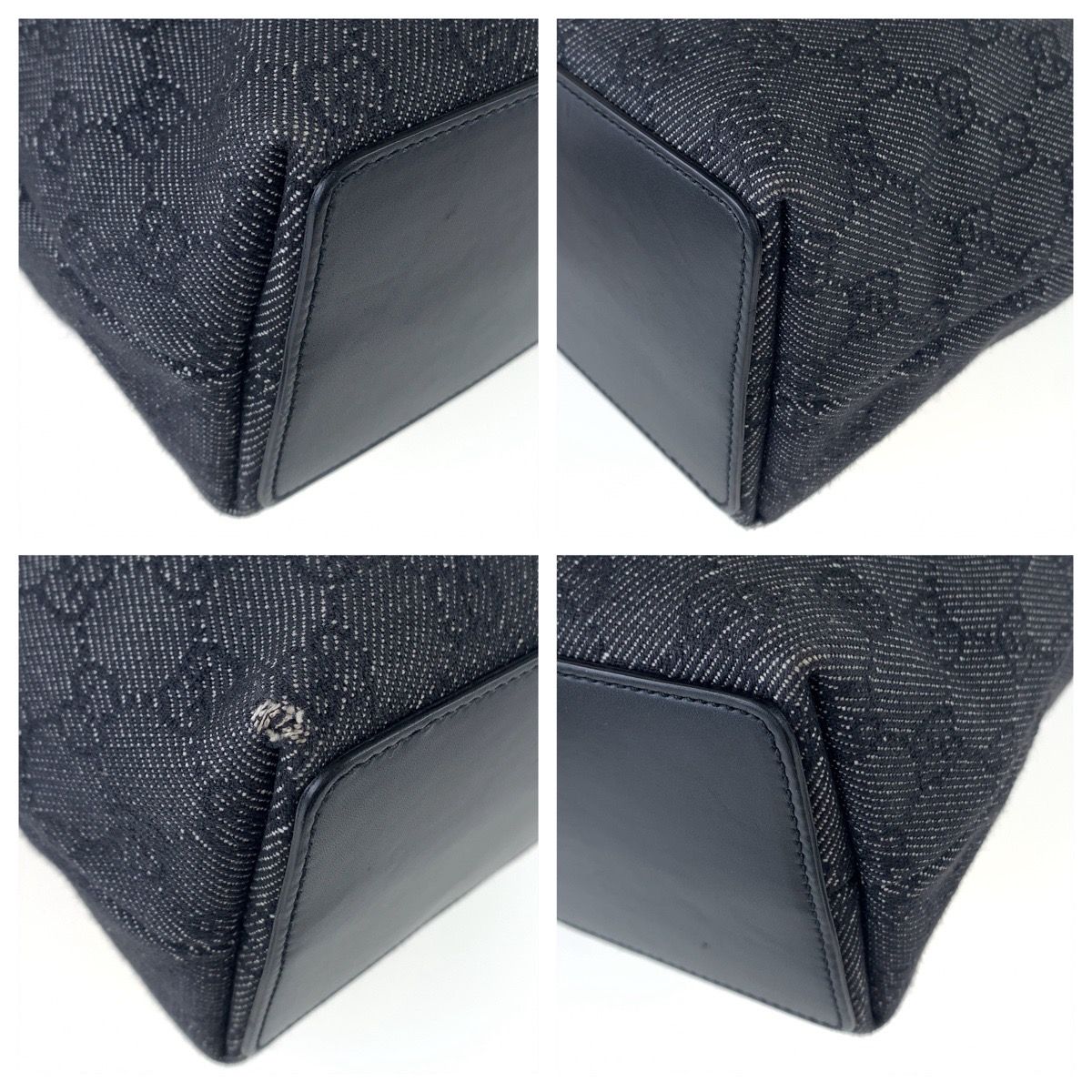Gucci GG Pattern Black Silver Canvas Tote Shoulder Bag — view 3