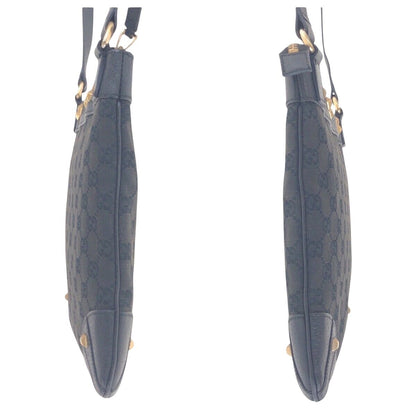 Gucci Studs Black Gold GG Canvas Leather Shoulder Bag Pochette — view 8
