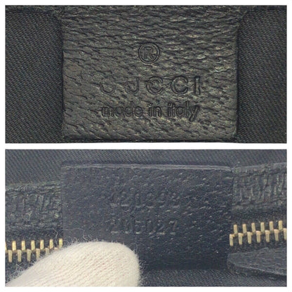 Gucci Studs Black Gold GG Canvas Leather Shoulder Bag Pochette — view 4