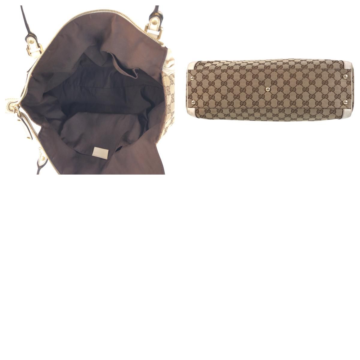 Gucci Trophy Beige Ivory GG Canvas Leather Tote Shoulder Bag — view 9