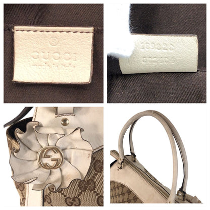 Gucci Trophy Beige Ivory GG Canvas Leather Tote Shoulder Bag — view 4