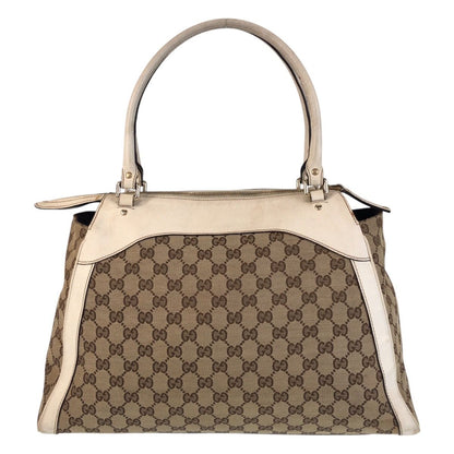 Gucci Trophy Beige Ivory GG Canvas Leather Tote Shoulder Bag — view 2