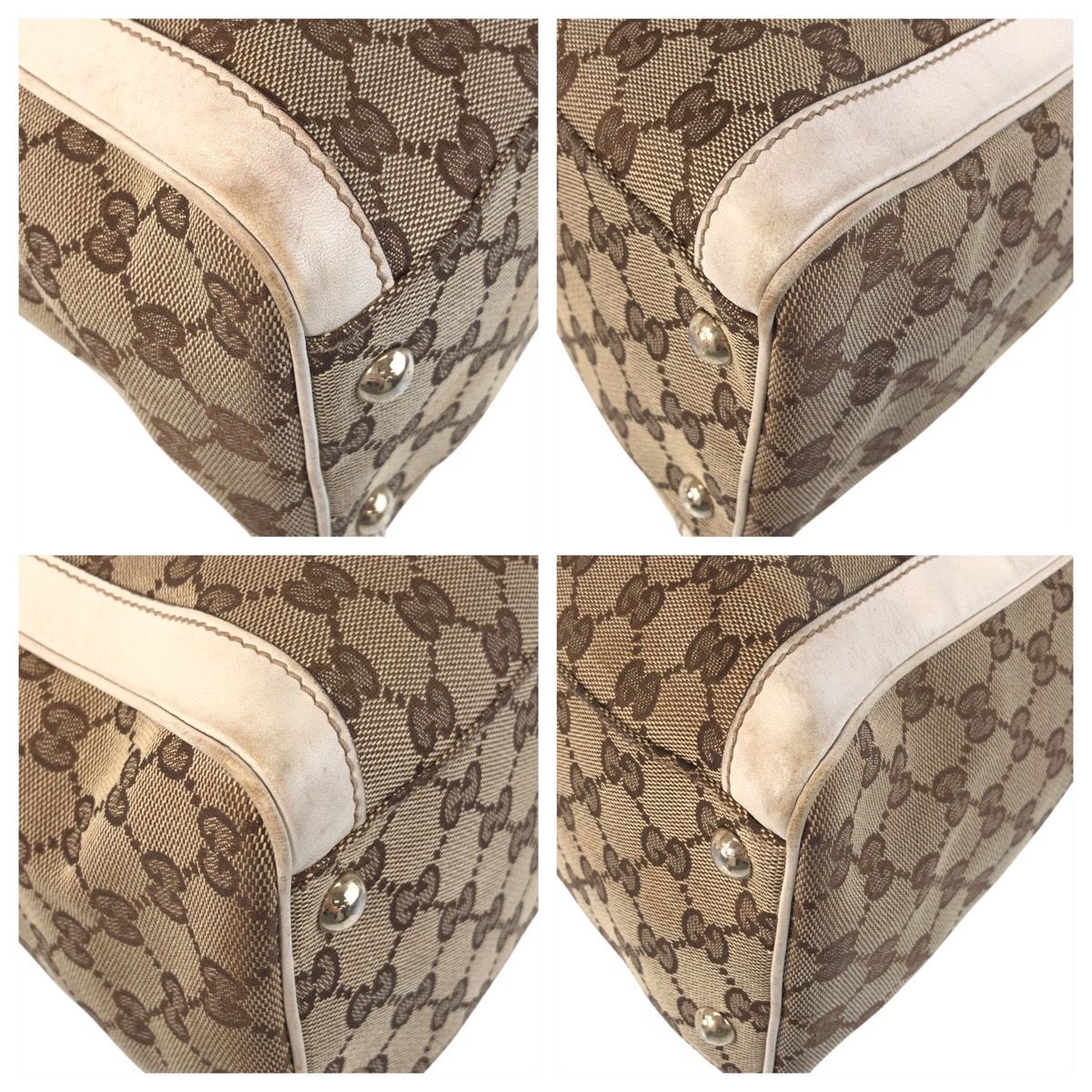 Gucci Trophy Beige Ivory GG Canvas Leather Tote Shoulder Bag — view 3