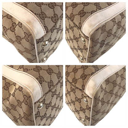 Gucci Trophy Beige Ivory GG Canvas Leather Tote Shoulder Bag — view 3