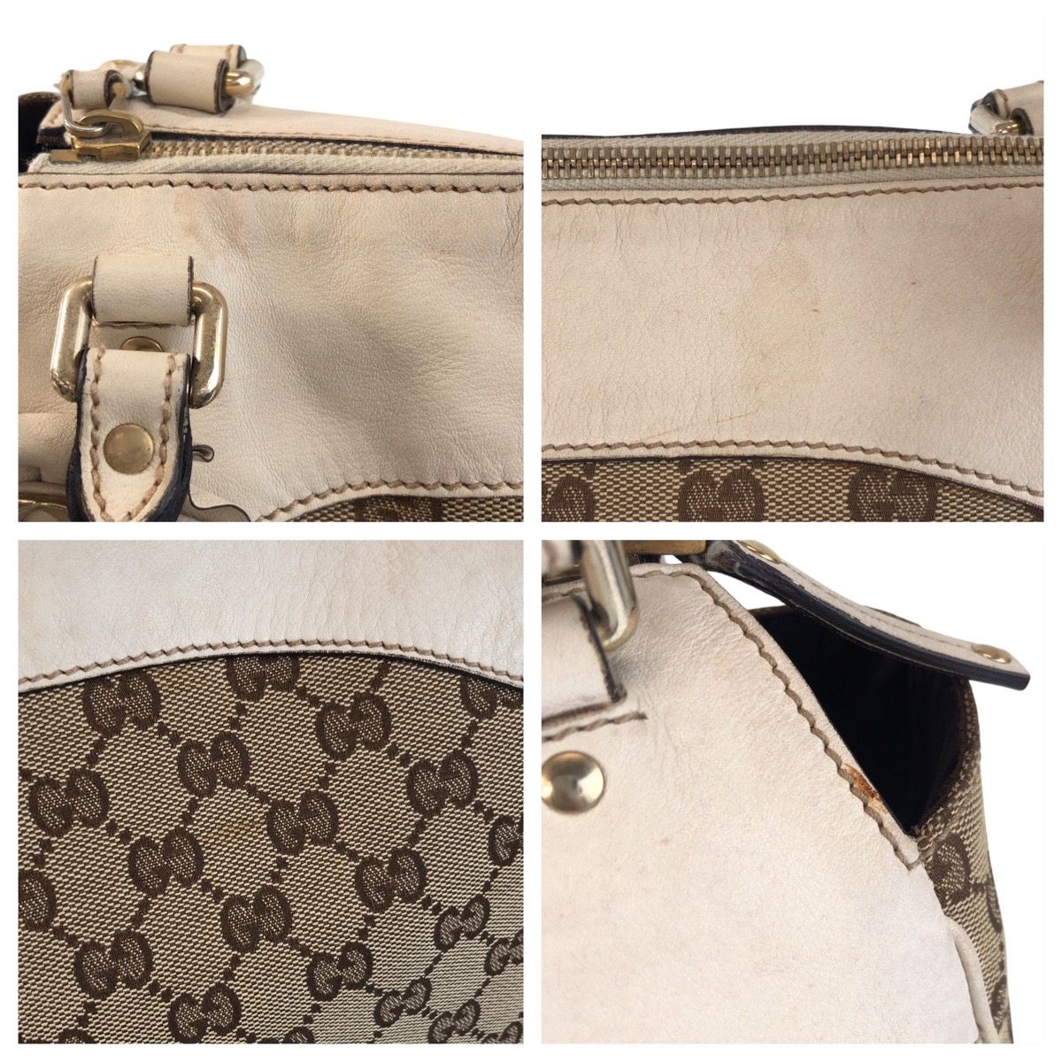 Gucci Trophy Beige Ivory GG Canvas Leather Tote Shoulder Bag — view 5