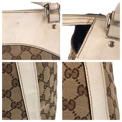 Gucci Trophy Beige Ivory GG Canvas Leather Tote Shoulder Bag — view 6