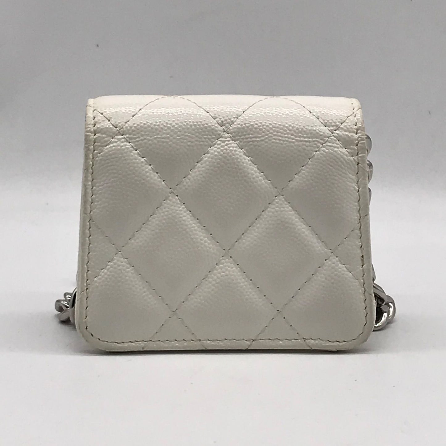 Chanel Caviar Leather Micro Quilted Chain Shoulder Bag White Price Negotiation — view 2