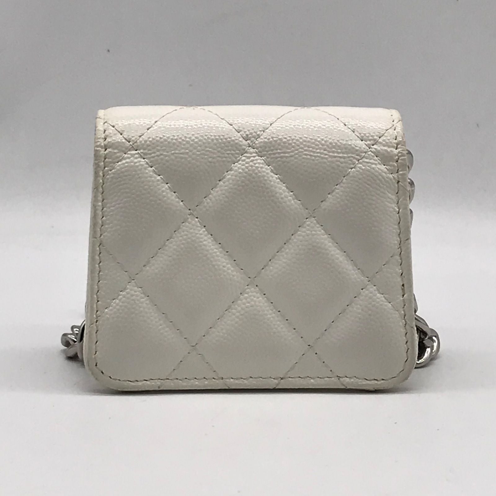 Chanel Caviar Leather Micro Quilted Chain Shoulder Bag White Price Negotiation — view 2