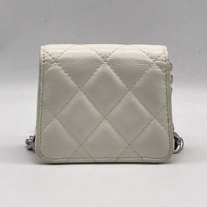 Chanel Caviar Leather Micro Quilted Chain Shoulder Bag White Price Negotiation — view 2