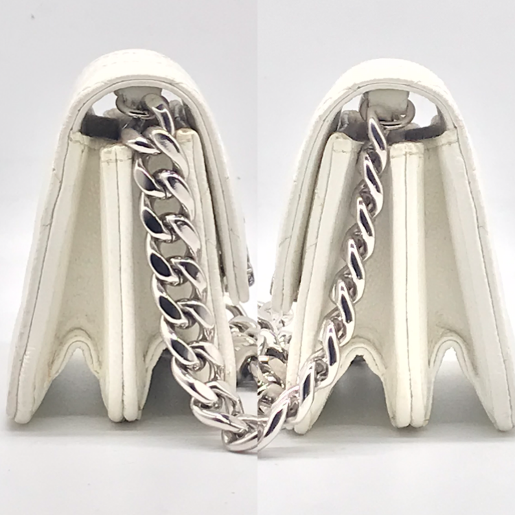 Chanel Caviar Leather Micro Quilted Chain Shoulder Bag White Price Negotiation — view 3