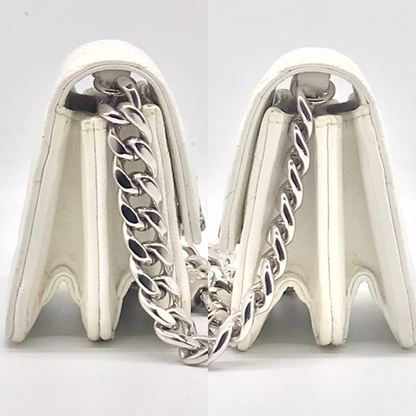 Chanel Caviar Leather Micro Quilted Chain Shoulder Bag White Price Negotiation — view 3