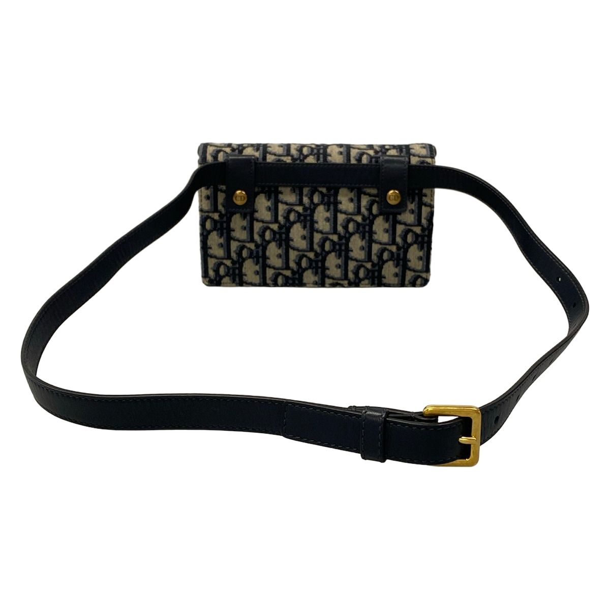Dior Waist Pouch Saddle Oak Beige Navy Leather — view 3