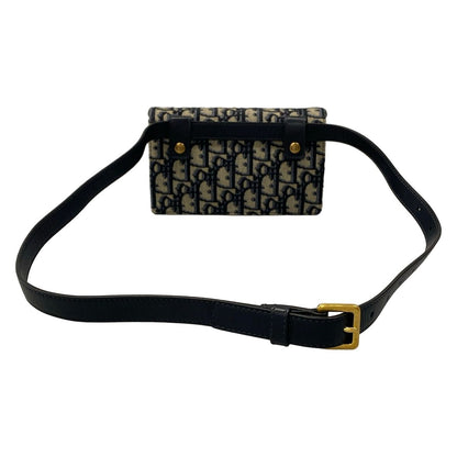 Dior Waist Pouch Saddle Oak Beige Navy Leather — view 3