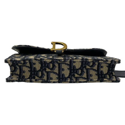 Dior Waist Pouch Saddle Oak Beige Navy Leather — view 5