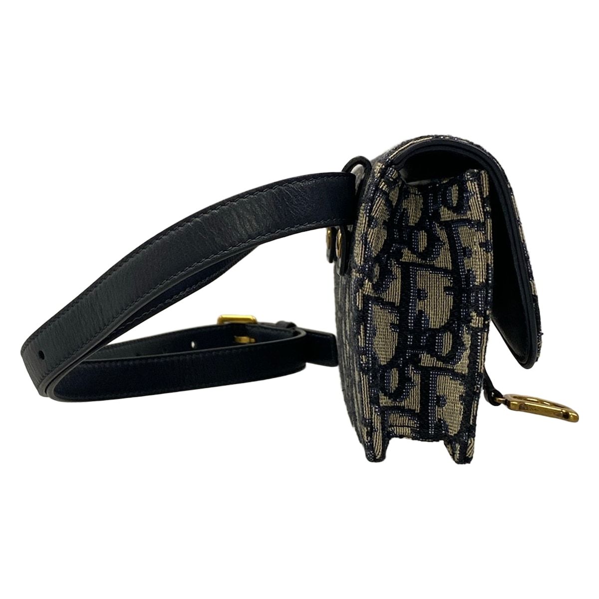 Dior Waist Pouch Saddle Oak Beige Navy Leather — view 2
