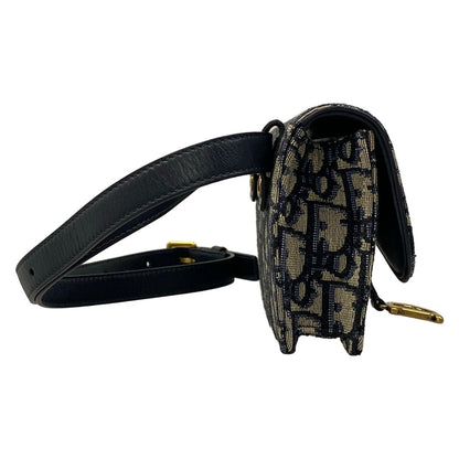 Dior Waist Pouch Saddle Oak Beige Navy Leather — view 2