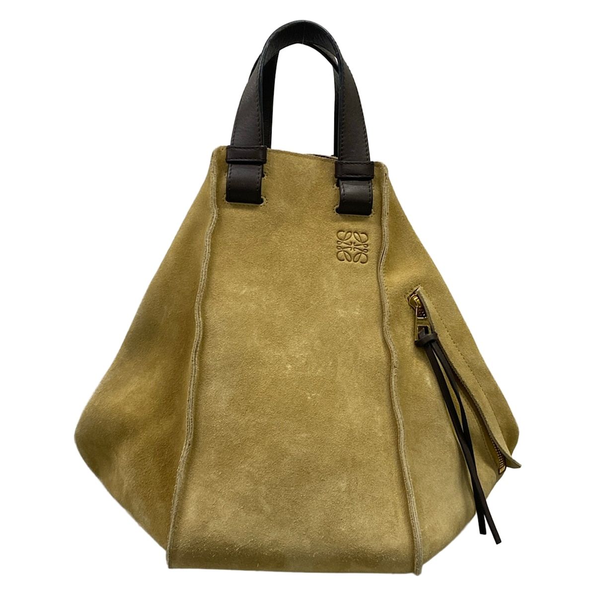 Loewe Tote Hammock Drawstring Beige Dark Brown Leather