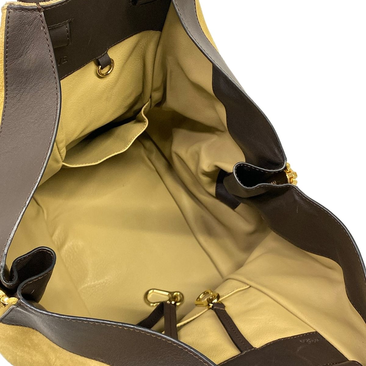 Loewe Tote Hammock Drawstring Beige Dark Brown Leather — view 7